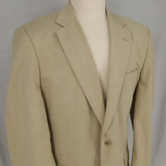 Alan Flusser Sport Coat Mens 46L Beige Jacket Lined Single Vent Two Button - Picture 7 of 16